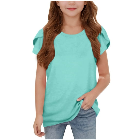 Summer T-Shirts for Girls Kids Casual Loose Tees Crewneck Short Sleeve Tops