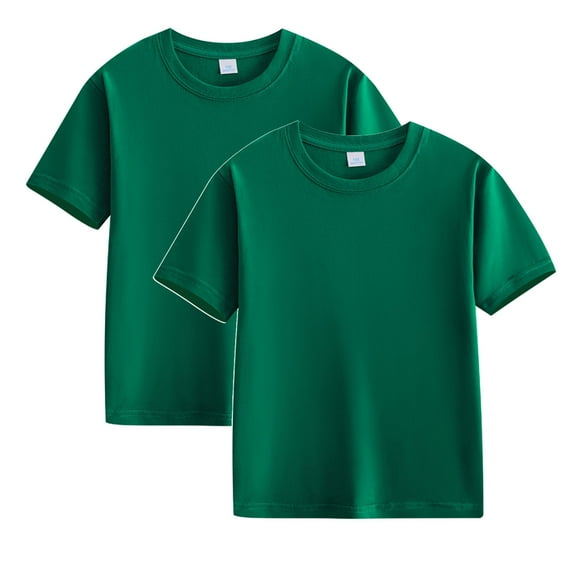 Summer T Shirts for Kids 2 Pack Cotton Classic T-Shirts Toddler Boys Girls Solid Color Crew Neck Short Sleeve Tees Tops,Ot-24,B-9-Green,7T