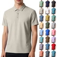 thumbnail image 1 of Summer T Shirts for Men Plus Size Big & Tall Casual Loose Solid Color Button-up V-Neck Turndown Collar Short Sleeve Tops Lougnewear for Mens M-5XL under $7, 1 of 7