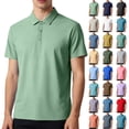 thumbnail image 1 of Summer T Shirts for Men Plus Size Big & Tall Casual Loose Solid Color Button-up V-Neck Turndown Collar Short Sleeve Tops Lougnewear for Mens M-5XL under $7, 1 of 7