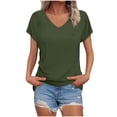 thumbnail image 1 of Summer T Shirts for Women Casual V Neck Loose Fitted Short Sleeve Plain Basic Tunic Tops S-2XL, 1 of 7