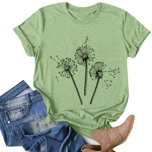 BLVB Summer T Shirts for Women Crewneck Printed Tee Casual Short Sleeve Tshirts Tops for Women Blouses Pullover