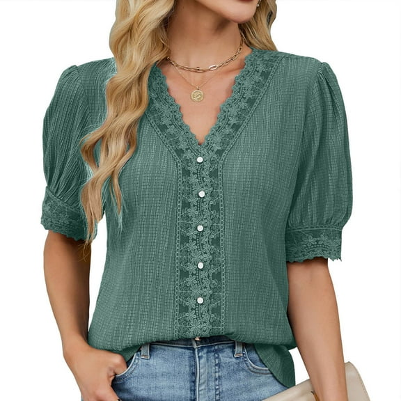 Summer T Shirts for Women,Short Sleeve Tshirts Fashion V Neck Loose Blouses Tops Army Green XXL