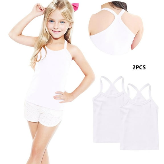 2PC Summer Shirt Size 12M-13Y for Toddler Boys and Girls Sleeveless Crew Neck Solid Color Summer Saving Clerance Kids' Sports Breathable Tops White