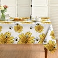 thumbnail image 1 of Summer Tablecloth 60×84 Inch, Yellow Sunflower Bumble Bee White Fall Washable Table Cover for Party Picnic Dinner Decor, 1 of 6