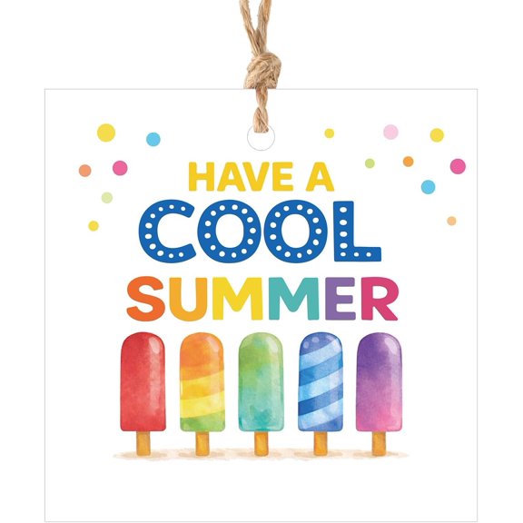 Summer Tags with String 50 count 2.5 Inch Have A Cool Summer Tags Teacher Appreciation Tag Personalized Paper End of School Year Tag for Bags Wrapping Party Favors