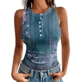 thumbnail image 1 of Summer Tank Top for Women 2026 Pleated Button Crew Neck Tops Loose Fit Flowy Dressy Tunic Sleeveless Shirts Blue XL, 1 of 5