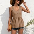 thumbnail image 1 of Summer Tank Top for Women, Askfv Basic Sleeveless V Neck Button Loose Shirts Cami Tank Tops, 1 of 5