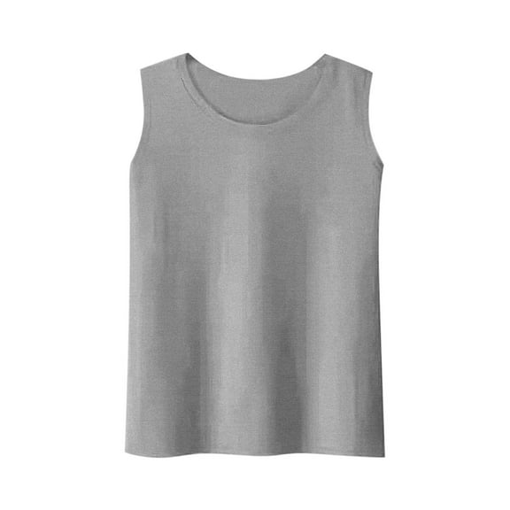 Summer Tank Top for Women Sleeveless Crew Neck Solid Color Knitted Tee Shirt Slim Fitted Basic Workout Cami