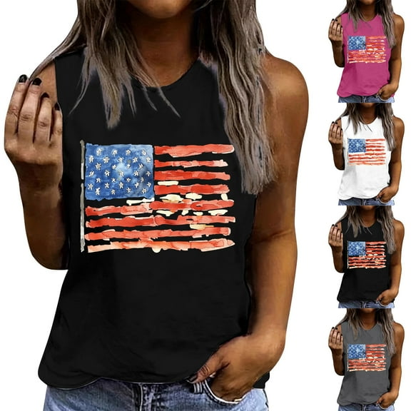 Summer Tank Top for Women Womens Crew Neck Tank Tops Summer Sleeveless Basic Casual Loose Fit Soft Cotton Beach Tops