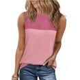 thumbnail image 1 of Summer Tank Tops For Women Plus Size Causal Loose Color Block Crew Neck Sleeveless Workout Athletic Lightweight Pullover Tops Under $7 Pink XL, 1 of 5