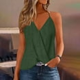 thumbnail image 1 of Summer Tank Tops For Women Plus Size Causal Loose Solid Color V-Neck Sleeveless Spaghetti strap Pullover Tops Women Camisoles Under $7 Army Green XXL, 1 of 6