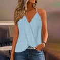thumbnail image 1 of Summer Tank Tops For Women Plus Size Causal Loose Solid Color V-Neck Sleeveless Spaghetti strap Pullover Tops Women Camisoles Under $7 Light Blue L, 1 of 6