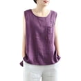 thumbnail image 1 of Summer Tank Tops For Women Solid Color Sleeveless Stylish Tank Round Neck Sleeveless Casual Slim Fitted Basic Tees, 1 of 3