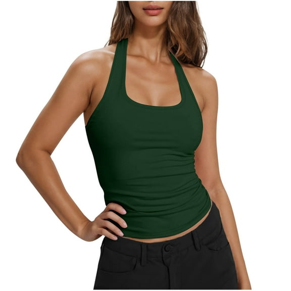Summer Tank Tops Sevevn Women's Fashion Casual Sleeveless Solid Colour Tank Top