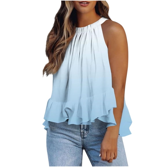 Summer Tank Tops Sevevn Women's Fashionable Casual Loose T-Shirt Non Positioning Printed Sleeveless Top