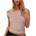 thumbnail image 1 of Summer Tank Tops Sevevn Womens Summer Off The Shoulder Sleeveless One Shoulder Ruched Going Out Tank Top, 1 of 9