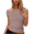 thumbnail image 1 of Summer Tank Tops Sevevn Womens Summer Off The Shoulder Sleeveless One Shoulder Ruched Going Out Tank Top, 1 of 9