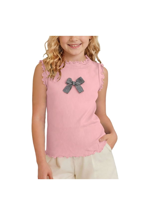 Summer Tank Tops Toddler Girls Casual Lettuce Hem Sleeveless Cute Tanks Shirts School Cute Vacation Tshirts 3 Years, Pink