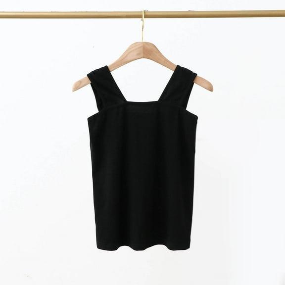 Summer Tank Tops For Women Causal Solid Color Slim Sleeveless Square Neckline Pullover Crop Top Women's Fashionable And Lightweight Camisoles Under $7 Black XL