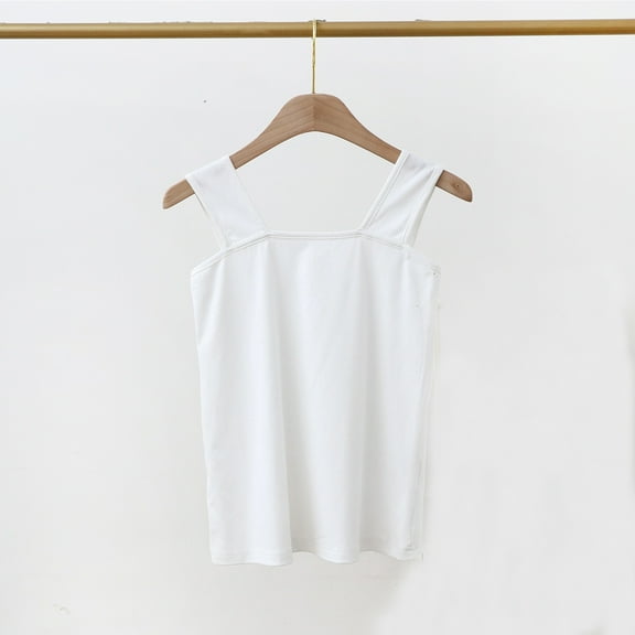 Summer Tank Tops For Women Causal Solid Color Slim Sleeveless Square Neckline Pullover Crop Top Women's Fashionable And Lightweight Camisoles Under $7 White XL
