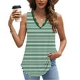 thumbnail image 1 of Summer Tank Tops Womens Striped Lace Trim V Neck Tunic Tee Shirts Dressy Casual Sleeveless Tanks Blouses (M, Green), 1 of 7