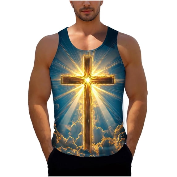 Summer Tank Tops for Men 2026 Christian Jesus Tank Tops God Religious Faith Bible Verse Shirts Muscle Cross Graphic Tees L