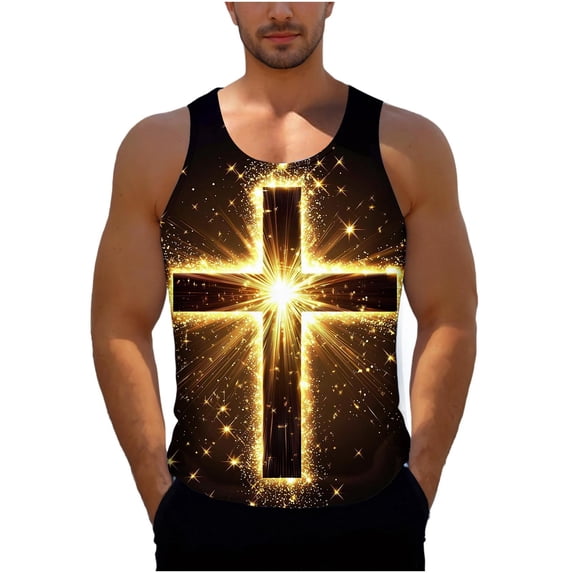 Summer Tank Tops for Men 2026 Christian Jesus Tank Tops God Religious Faith Bible Verse Shirts Muscle Cross Graphic Tees S