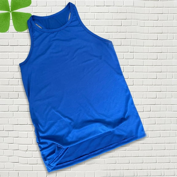 Summer Tank Tops for Men Plus Size Casual Sport Sleeveless Crew Neck Solid Color Workout Tops S-XXL Men’s Clothes under $5 Dark Blue