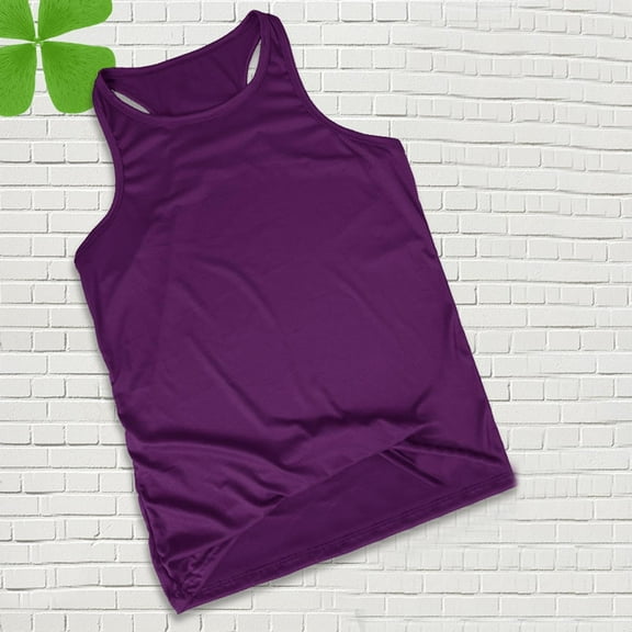 Summer Tank Tops for Men Plus Size Casual Sport Sleeveless Crew Neck Solid Color Workout Tops S-XXL Men’s Clothes under $5 Purple