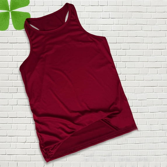 Summer Tank Tops for Men Plus Size Casual Sport Sleeveless Crew Neck Solid Color Workout Tops S-XXL Men’s Clothes under $5 Wine