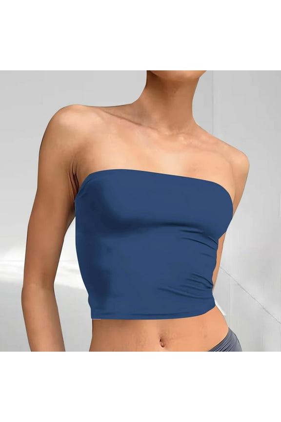 Summer Tank Tops for Women 2026 Fashion Solid Color Sleeveless Shirts Casual Slim Fit Strapless Summer Shirts