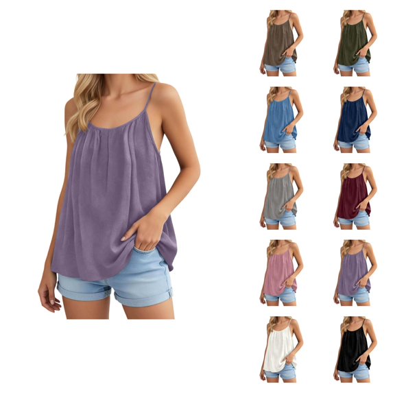 Summer Tank Tops for Women Casual Loose Fit Sleeveless Backless Cotton Linen Tanks Beach Vacation Outfits