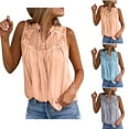 thumbnail image 1 of Summer Tank Tops for Women Loose Fit Pleated Tunics V-Neck Sleeveless Lace Basic Tops Gray,Size L, 1 of 6