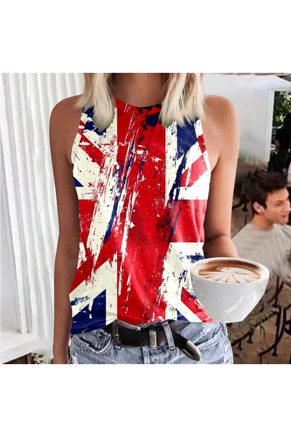 Summer Tank Tops for Women Ribbed Soft Stretch Sleeveless Everyday Casual Tank 250 Years America Shirt Blue XL