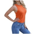 thumbnail image 1 of Summer Tank Tops for Women Round Neck Sleeveless Basic Blouse Solid Casual Slim Fit Ladies Going out Tee Shirts Orange, 1 of 7