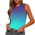 thumbnail image 1 of Summer Tank Tops for Women,Sleeveless Round-Neck Slim Fitted Blouse Ruched Basic Printed Tees Shirts,Comfortable And Stretchy Gradient Print Vest., 1 of 4