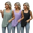 thumbnail image 1 of Summer Tank Tops for Women Square Neck Tank Top Casual Loose Fit Sleeveless Shirt S-M-L-XL-XXL, 1 of 9