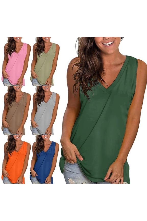 Summer Tank Tops for Women Summer Crewneck Tie Dye Loose Sleeveless Graphic Tank Cami Tops for Women Army Green L