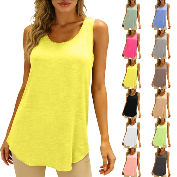 Summer Tank Tops for Women V-neck Sleeveless Shirts Pleated Front Tops