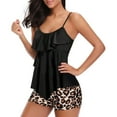 thumbnail image 1 of Summer Tankinis Ruffle Swimsuits for Women 2 Piece Retro Tankini Set Leopard Floral Bathing Suits with Boyshorts Beach Casual Tunics Swimwear, 1 of 6