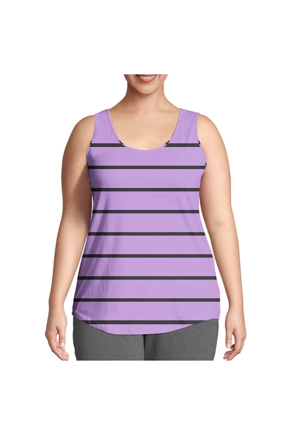 Summer Tanks for Women 2026 Plus Size Striped Print Crew Neck T Shirts Leisure Loose Fit Sleeveless Standard Straps Summer Shirts