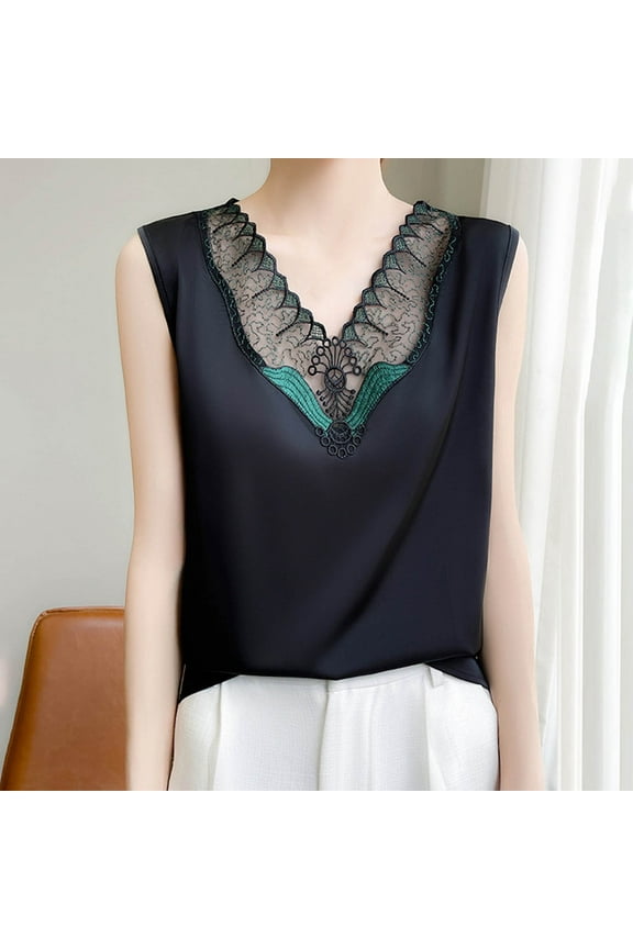 Summer Tanks for Women 2026 Summer Solid Color Crew Neck Tee Shirts Casual Loose Fit Sleeveless Standard Straps Summer Shirts