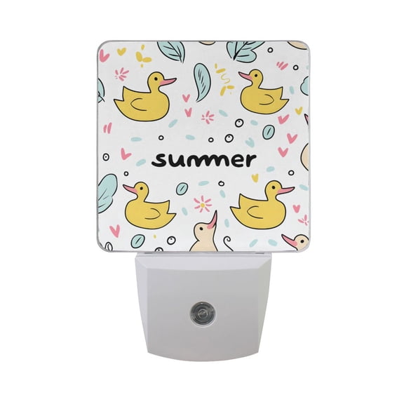 Summer Theme Ducks Leaves Bubbles LED Night Light with Smart Sensor Plug Into Wall Dusk to Dawn 2 packs
