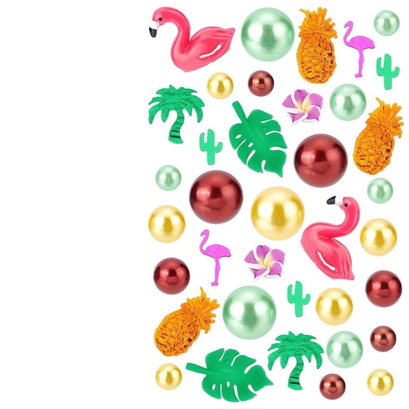 Summer Theme Vase Fillers including PVC Confetti Imitation Pearl No Hole Beads Resin Flamingo Leaf Cabochons Polymer Clay Plumeria Beads Mixed Color