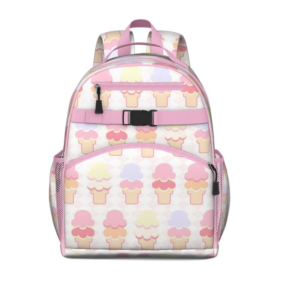 Summer-Themed Student Backpack with Sweet Treats and Food Pattern Design Durable School Backpack for Toddlers and Elementary Students Water-Resistant with Padded Shoulder Straps and Easy Grip Zipper