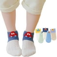 thumbnail image 1 of Summer Thin Cotton Short Socks Cartoon Car Crane Fashion for Kids, Mesh Ankle Socks for Boys and Girls Baby Crew Socks, 1 of 8