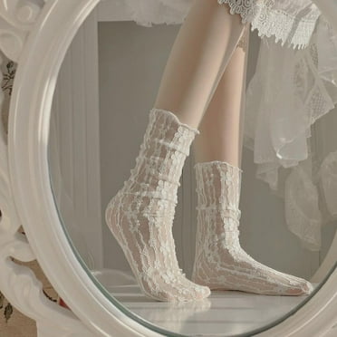 Summer Thin Fashion Socks, Mesh Lace Socks Women Ruffle, Mid-calf Socks= G8X8