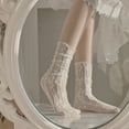 thumbnail image 1 of Summer Thin Fashion Socks, Mesh Lace Socks Women Ruffle, Mid-calf Socks Hot, 1 of 8