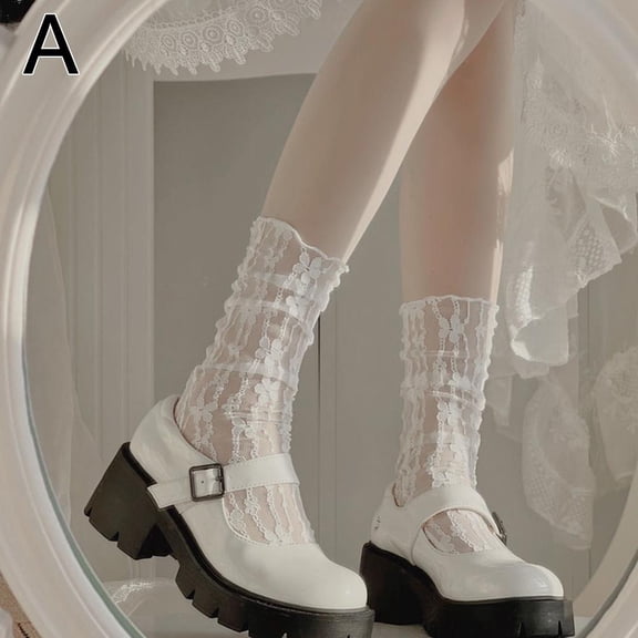 Summer Thin Fashion Socks, Mesh Lace Socks Women Ruffle, Mid-calf Socks